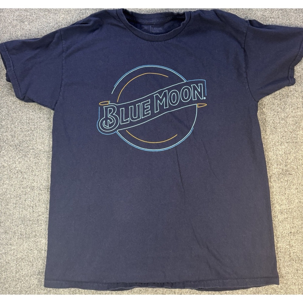 Blue Moon Beer T Shirt Mens Large Navy Blue Graphic Brewing Co